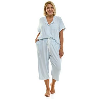 Plus Size Croft & Barrow® Notch Collar Pajama Top & Pajama Bottoms Set