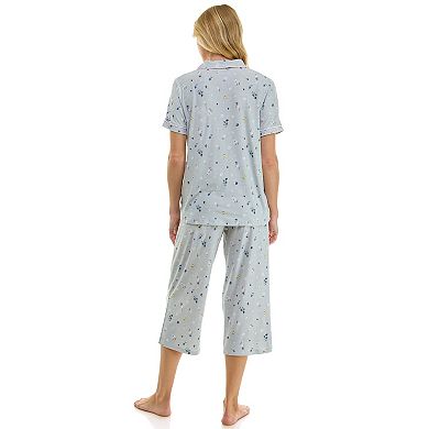 Petite Croft & Barrow® Notch Collar Pajama Top & Pajama Bottom Set