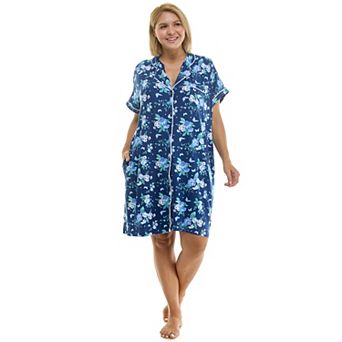 Plus Size Croft & Barrow® Notch Collar Short Sleeve Gown
