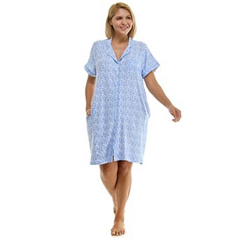 Plus Size Croft & Barrow® Notch Collar Short Sleeve Gown