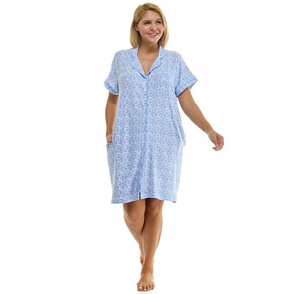 Plus Size Croft & Barrow® Notch Collar Short Sleeve Gown