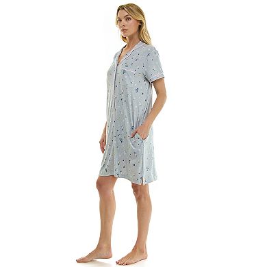 Women's Croft & Barrow® Notch Collar Short Sleeve Gown