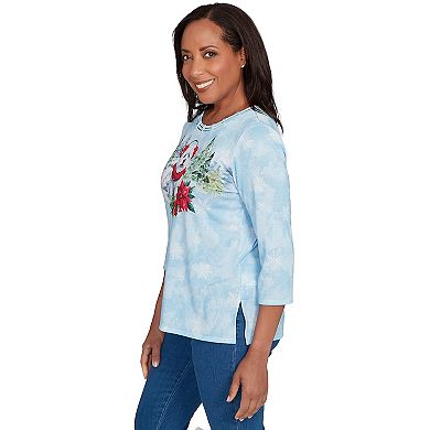 Petite Alfred Dunner Holiday Dog in Earmuffs Graphic Top