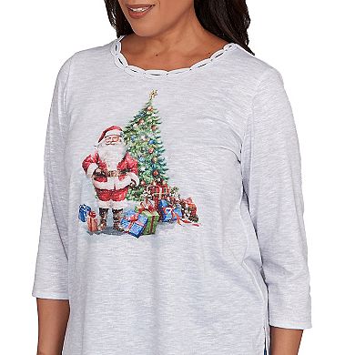 Petite Alfred Dunner Santa & Tree Print Graphic Top
