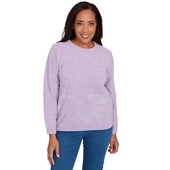 Petite Alfred Dunner Cable Chenille Pullover Sweater