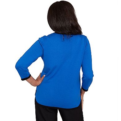 Petite Alfred Dunner Colorblock Long Sleeve Sweater