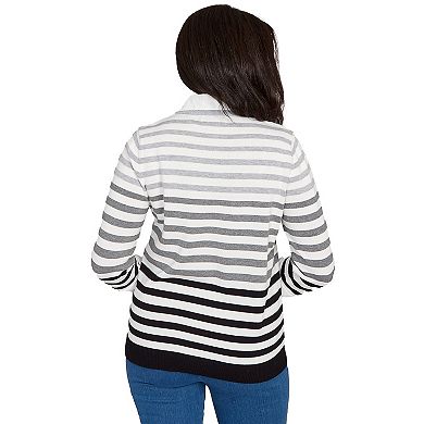 Petite Alfred Dunner Ombre Stripe Two-in-One Sweater