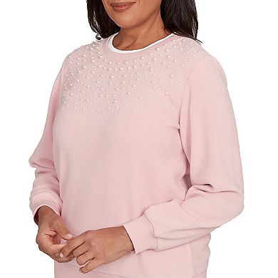 Petite Alfred Dunner Embellished Neckline Anti-Pill Sweater