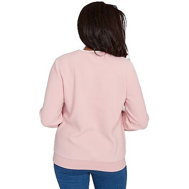 Petite Alfred Dunner Embellished Neckline Anti-Pill Sweater