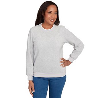 Petite Alfred Dunner Embellished Neckline Anti-Pill Sweater