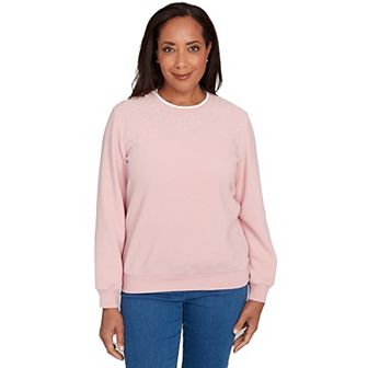 Petite Alfred Dunner Embellished Neckline Anti-Pill Sweater