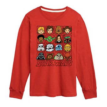 Boys 8-20 Star Wars Face Grid Long Sleeve Graphic Tee