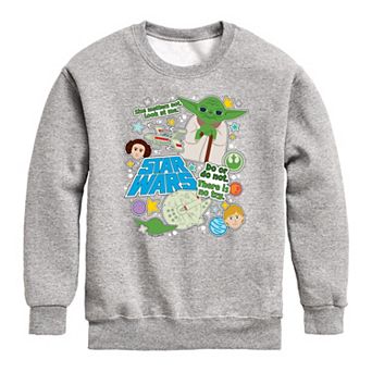 Boys 8-20 Star Wars Yoda Stickers Crew Fleece Sweatshirt