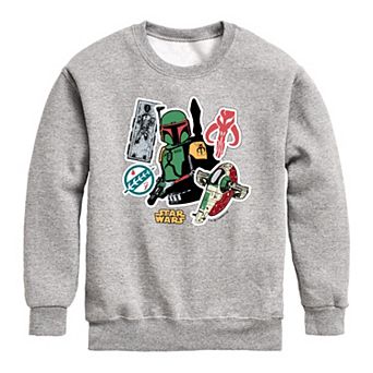 Boys 8-20 Star Wars Boba Fett Stickers Crew Fleece Sweatshirt