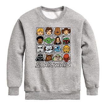 Boys 8-20 Star Wars Face Grid Crew Fleece Sweatshirt