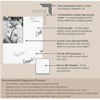 Peak Signature Mat Picture Frame, Photo Frame Guest Book Alternative Weddings, Graduations