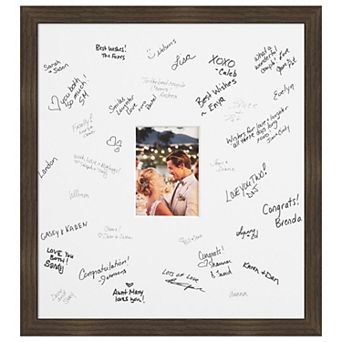 Woodgrain Signature Mat Picture Frame, Photo Frame Guest Book Alternative Weddings, Graduations