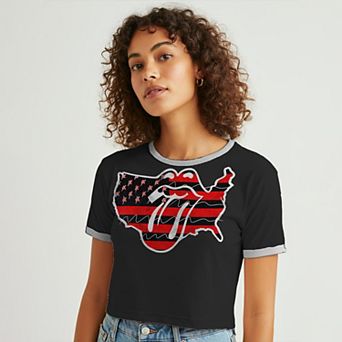 Juniors' US Graphic Ringer Baby Tee