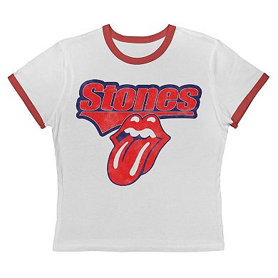 Juniors' Stones Graphic Ringer Baby Tee