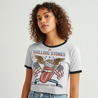 Juniors' Stones Graphic Ringer Baby Tee