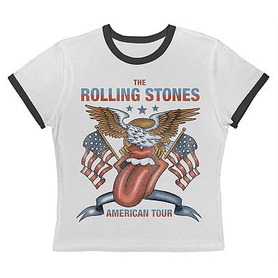 Juniors' Stones Graphic Ringer Baby Tee