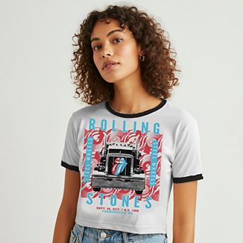 Juniors' Rolling Stones Steel Wheels Graphic Ringer Baby Tee