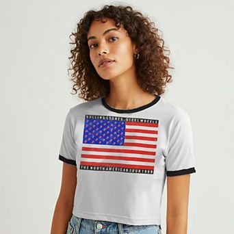 Juniors' Rolling Stones Steel Wheels Graphic Ringer Baby Tee