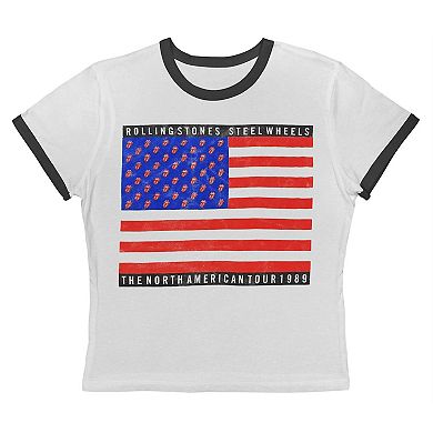 Juniors' Rolling Stones Steel Wheels Graphic Ringer Baby Tee