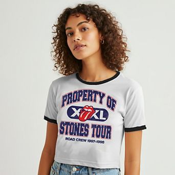 Juniors' Property Of Stones Graphic Ringer Baby Tee