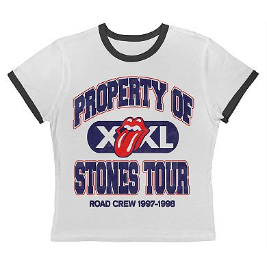 Juniors' Property Of Stones Graphic Ringer Baby Tee