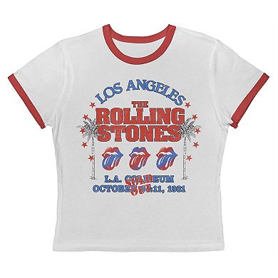 Juniors' LA Coliseum Rolling Stones Graphic Ringer Baby Tee