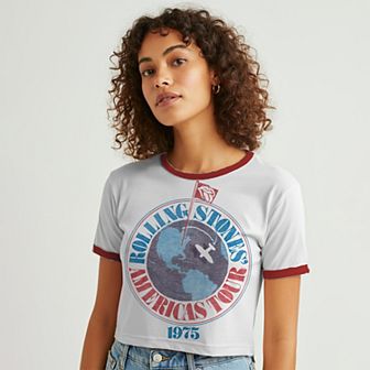 Juniors' Americas Tour 1975 Graphic Ringer Baby Tee