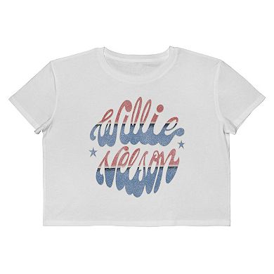 Juniors' Willie Script Boxy Cropped Graphic Tee