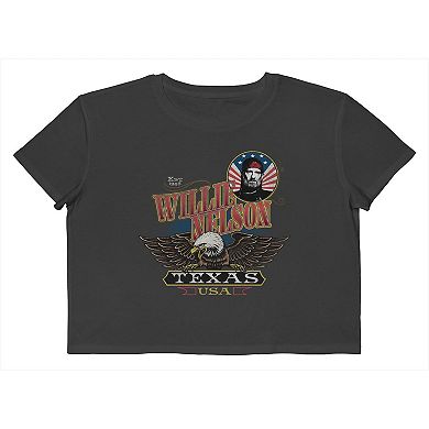 Juniors' Willie Nelson Texas Eagle Cropped Graphic Tee