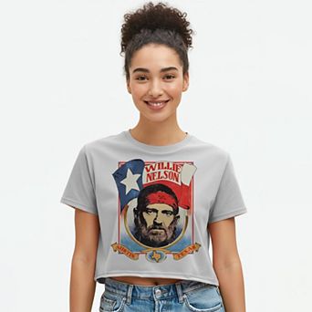 Juniors' Willie Austin Texas Cropped Graphic Tee