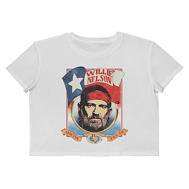 Juniors' Willie Austin Texas Cropped Graphic Tee
