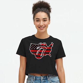 Juniors' US Cropped Graphic Tee