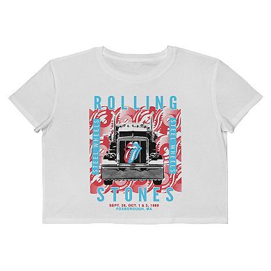 Juniors' Rolling Stones Cropped Graphic Tee