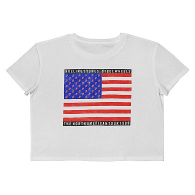 Juniors' Rolling Stones Steel Wheels Cropped Graphic Tee