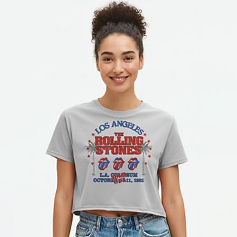 Juniors' LA Coliseum Rolling Stones Cropped Graphic Tee
