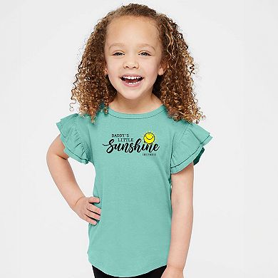 SmileyWorld Daddy's Little Sunshine - Flutter Sleeve Graphic T-Shirt