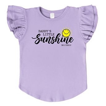 SmileyWorld Daddy's Little Sunshine - Flutter Sleeve Graphic T-Shirt