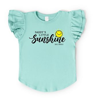 SmileyWorld Daddy's Little Sunshine - Flutter Sleeve Graphic T-Shirt
