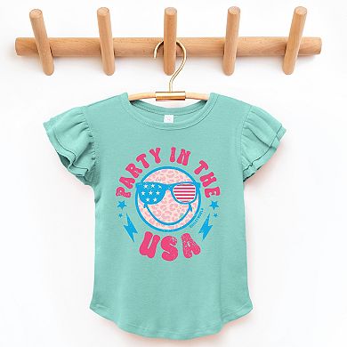 SmileyWorld Party In The USA - Flutter Sleeve Graphic T-Shirt