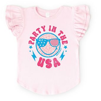 SmileyWorld Party In The USA - Flutter Sleeve Graphic T-Shirt