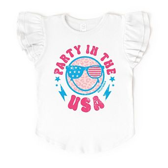 SmileyWorld Party In The USA - Flutter Sleeve Graphic T-Shirt