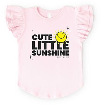 SmileyWorld Cute Little Sunshine - Flutter Sleeve Graphic T-Shirt