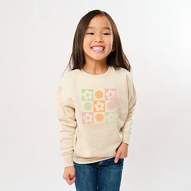 SmileyWorld Checkered Floral Smile - Youth Graphic Sweatshirt