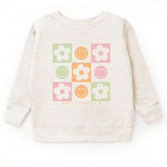 SmileyWorld Checkered Floral Smile - Youth Graphic Sweatshirt