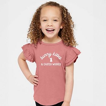 The Juniper Shop Bunny Kisses Easter Wishes Bunny Flutter Sleeve Tee